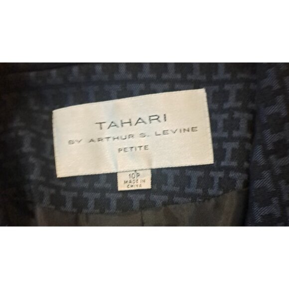 Womens Tahari Cropped Blazer Blue Black Textured Arthur S Levine Career 10 P - Picture 4 of 7